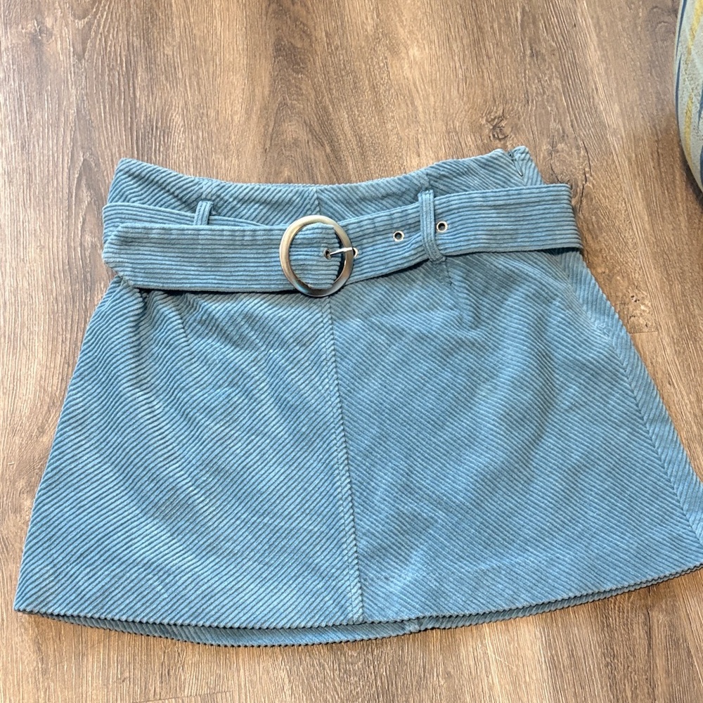 Zara Blue Corduroy Mini Skirt with Belt